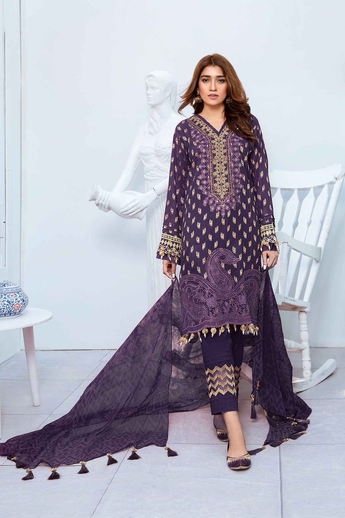 123645- Printed Embroidered Jacquard 3PC (4707421323363)