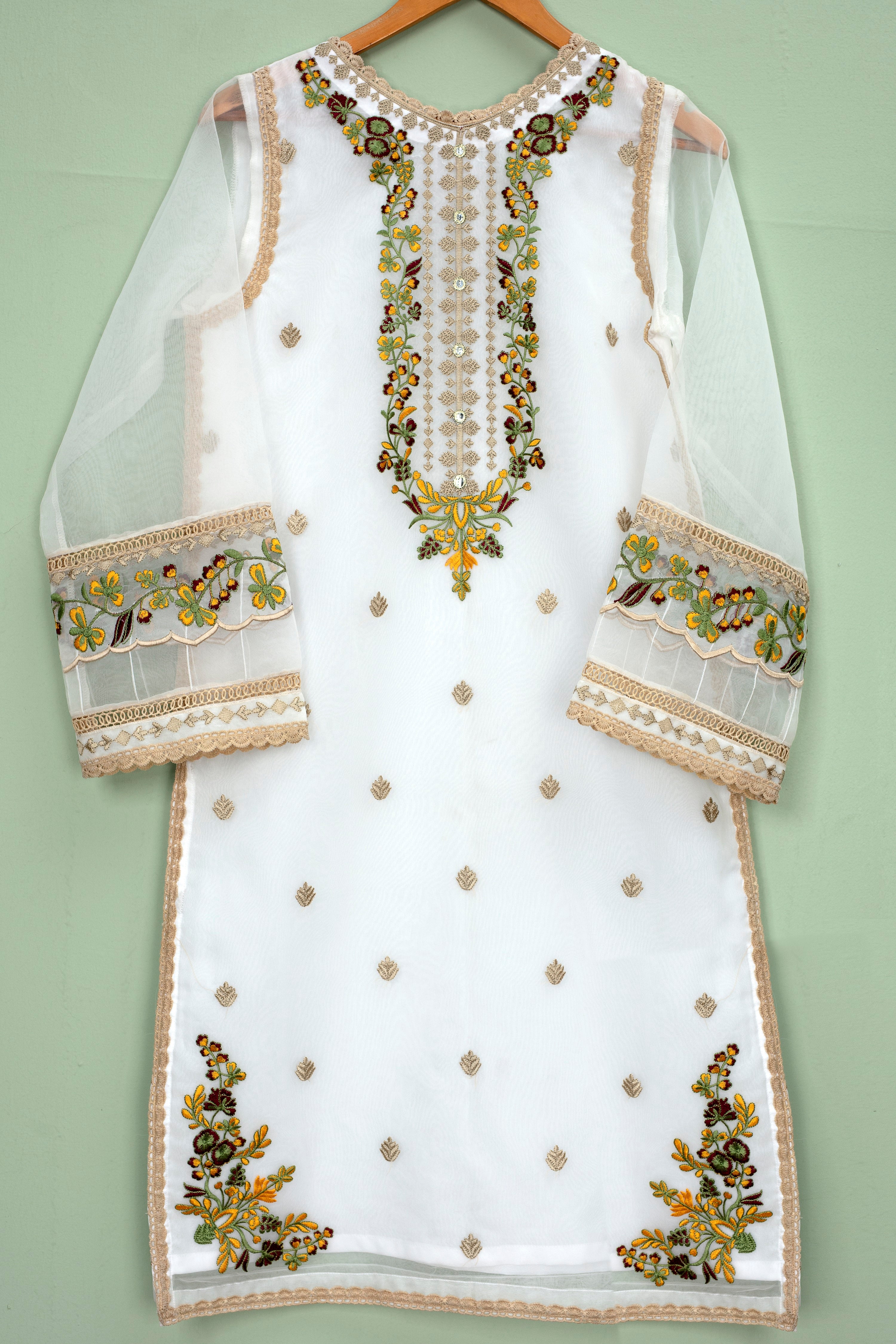 ONE PIECE INPURE ORGANZA HEAVILY EMBROIDERED SHIRT AN-12 (6839391486051)