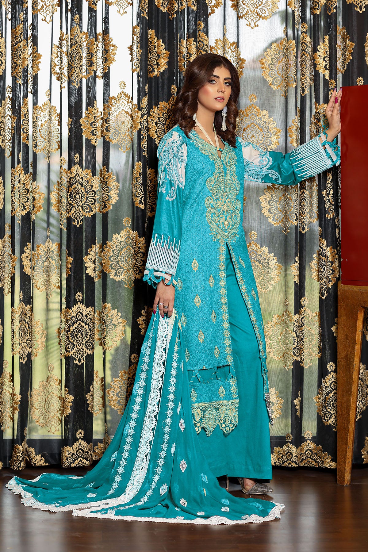 123722 -  Printed Embroidered lawn 3PC (6593801617507)