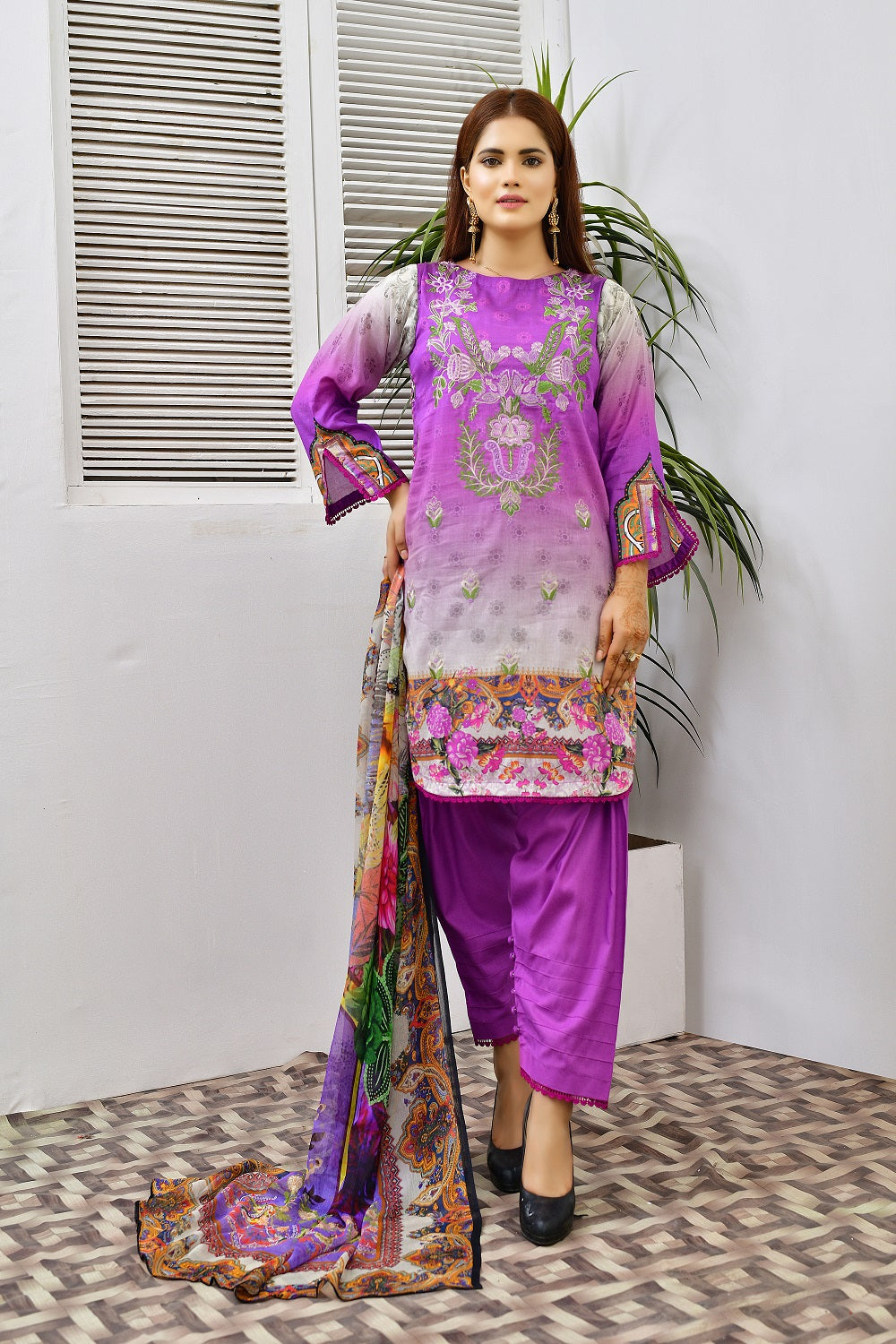 LD-002 - Embroidery Printed Lawn 3PC (6817078935651)